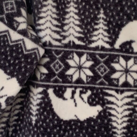 Old Navy Fleece PJs SZ M Women's Romper Black White One Piece Christmas Winter - Picture 7 of 14